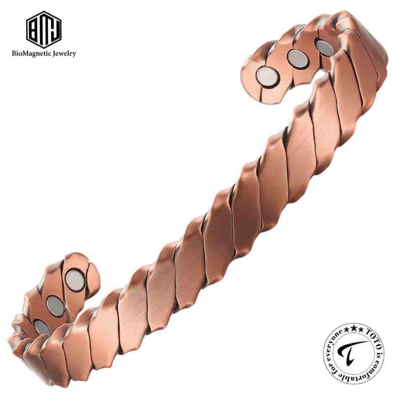 BioMagnetic CBG120 99.9% Pure Copper Magnetic Cuff Bangle Bracelet β Adjustable Unisex Design with Neodymium Magnets